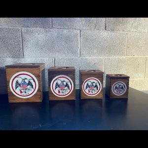 Vintage Wooden Bicentennial Canister Set